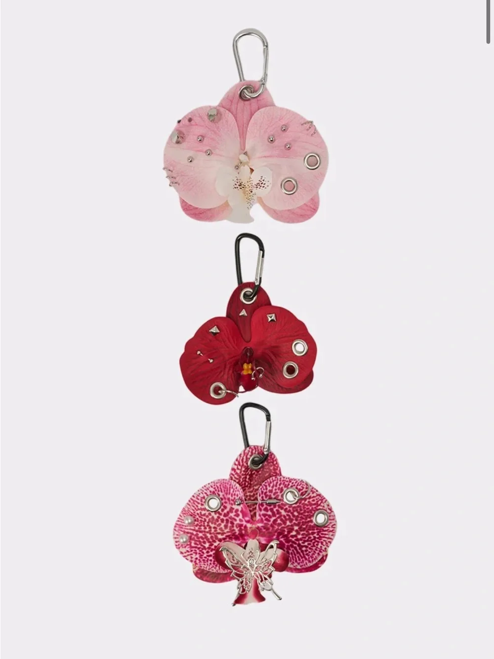 PIERCED ORCHID FLOWER KEYCHAIN SET